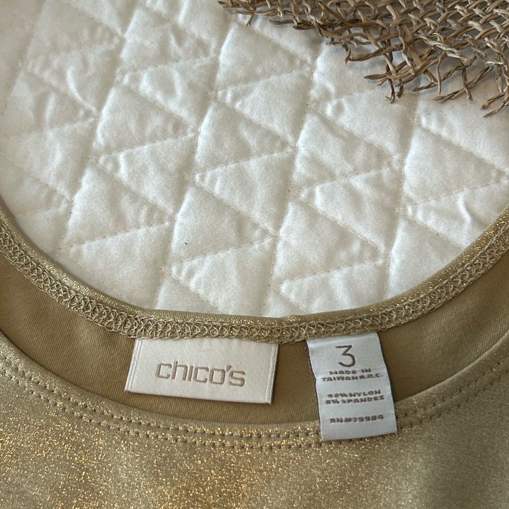 Chico’s XL Gold Stretch Tank Top Size 3 - Picture 3 of 9